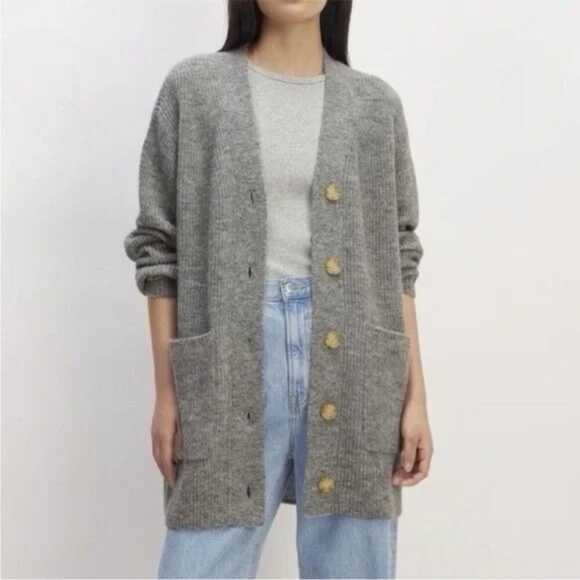 Everlane: The Oversized Alpaca Pocket Cardigan - Heathered Stone, XX Small - Picture 1 of 5